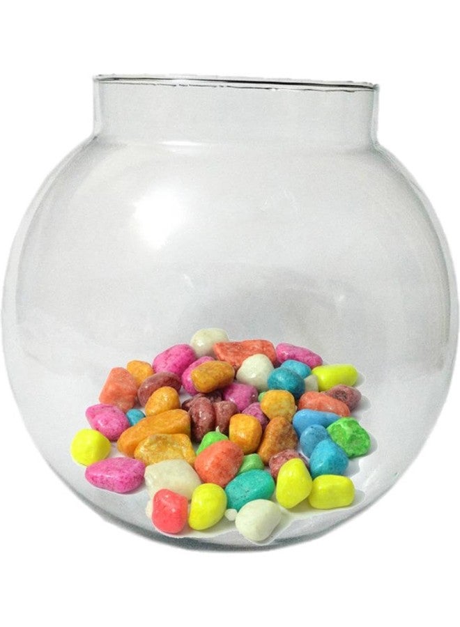 Somil Clear & Transparent Round Decorative Glass Fish Pot for Zoom View with Multicolor Stones, Indoor Home, Room Table Top, Dia -6 Inch, 15 X 15 X 15 Cm - Image 1